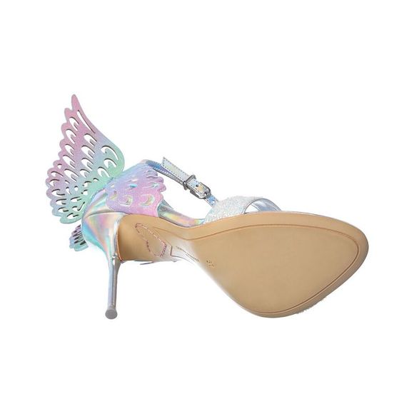 Sophia Webster Evangeline Glitter & Leather Sandal, Silver - Picture 4 of 5